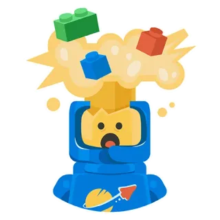 🤯 lego, mainan, astronaut, balok, luar angkasa, roket whatsapp sticker
