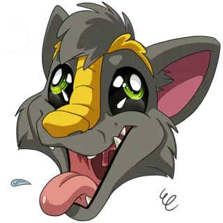🤪 lupo, cartone animato, carino, animale, kawaii, furry, felice, emoticon telegram sticker