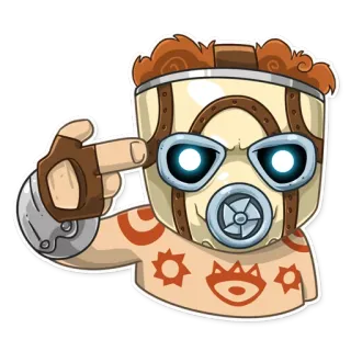 🔫 Psycho Borderlands Psicopata, Borderlands, Jogo de tiro, Personagem, Personagem mascarado, Gesto ofensivo, Dedo apontando telegram sticker