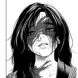 🌟 Anime, Manga, Weinend, Traurig, Japanisch, Mädchen, Schwarzweiß telegram sticker