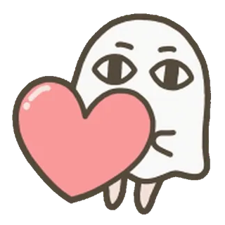 🫥 ghost, heart, cute, love, cartoon, friendly whatsapp sticker