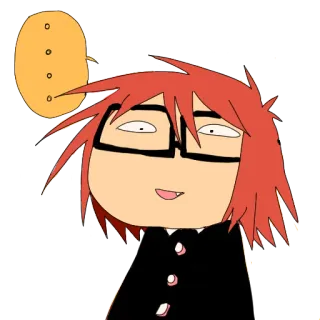 😐 Anime, Dibujos animados, Pelo rojo, Gafas, Expresión facial telegram sticker