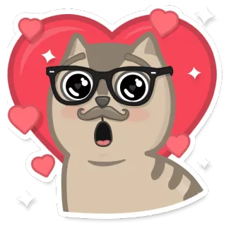 😍 kat, schattig, sticker, hart, bril, geschokt telegram sticker