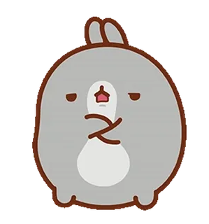 😒 molang, lapin, mignon, autocollant, kawaii telegram sticker