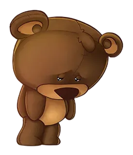 😂 triste, orsetto, marrone, cartone animato, solo, carino whatsapp sticker