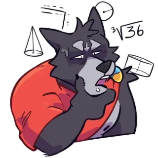 💡 Wolf, Mathe, Cartoon, Schweiß, Frustriert whatsapp sticker