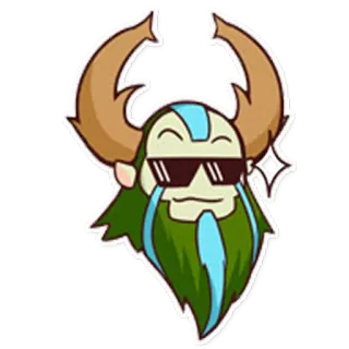 😎 personnage, lunettes, barbe, cornes, dessin animé, autocollant telegram sticker