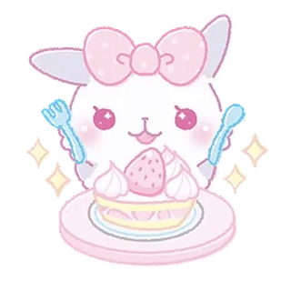 🎀 mignon, dessert, kawaii, lapin, gâteau telegram sticker