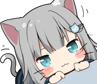 😼 캣걸, 애니메이션, 스티커, 귀여운, 회색 머리, 만화 telegram sticker