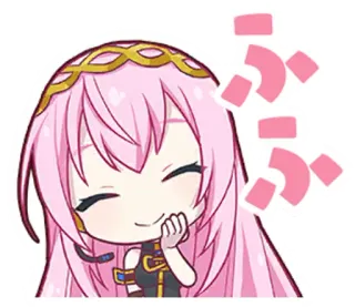 ☺️ Megurine Luka ぷぷ Anime, Vocaloid, Mignon, Kawaii, Chibi, Cheveux roses whatsapp sticker