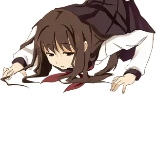 🍑 Anime, Fille, Uniforme scolaire, Triste, Kawaii telegram sticker