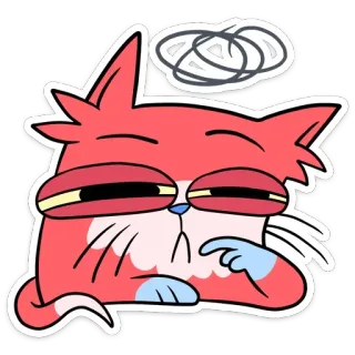 🤔 猫, 眠い, 眠たい, 漫画, 動物, ステッカー, 疲れた, 退屈 telegram sticker