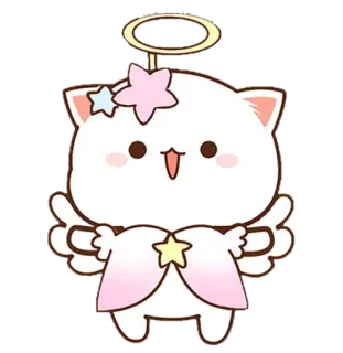 😇 Katze, Engel, niedlich, kawaii, Cartoon telegram sticker