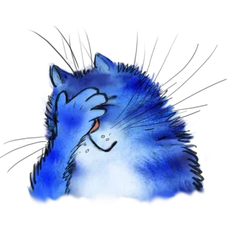 🤦‍♂️ gatto, triste, facepalm, animale, blu telegram sticker