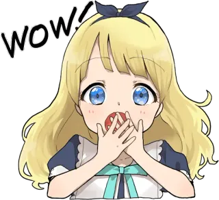 🙊 WOW! anime, wow, dziewczyna, wyraz, słodkie whatsapp sticker