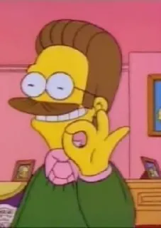 👌 Ned Flanders The Simpsons Нед Фландерс, Симпсоны, мультяшный персонаж, анимация, знак OK whatsapp sticker