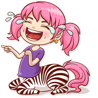 😂 desenho animado, emoji, rindo, apontando, centauro, zebra, fantasia, humor telegram sticker