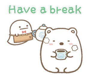 ☕ Have a break orso, fantasma, caffè, tè, relax, carino, kawaii whatsapp sticker