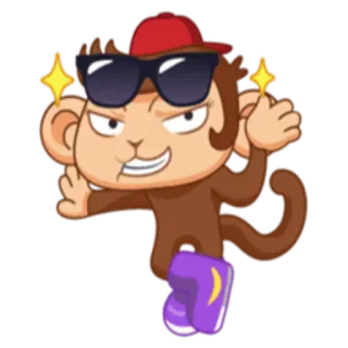 😉 macaco, desenho animado, óculos de sol, legal, animal, adesivo telegram sticker