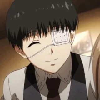 💉 Ken Kaneki Tokyo Ghoul 애니메이션, 도쿄 구울, 카네키 켄, 패치, 미소 telegram sticker