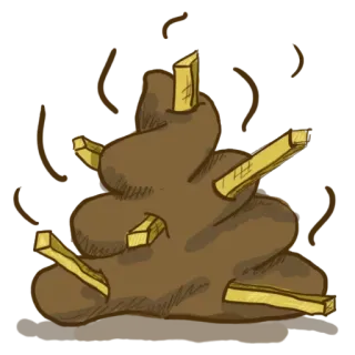 💩 똥, 감자튀김, 음식, 갈색, 노란색 telegram sticker