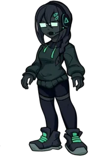 🆗 anime, girl, gamer, headset, glasses, cartoon telegram sticker