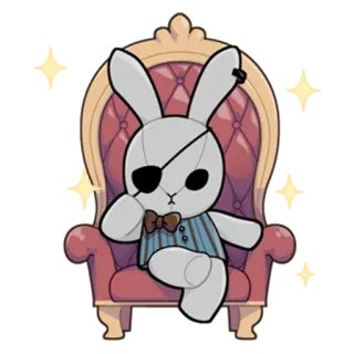 😎 rabbit, stuffed animal, chair, eyepatch, bunny, plush, toy telegram sticker