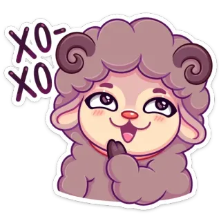 😀 XO XO pecora, carino, bacio, abbracci, animale, cartone animato telegram sticker