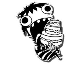 🎂 漫画, モンスター, ケーキ, 食べ物, 食べる, 白黒 telegram sticker