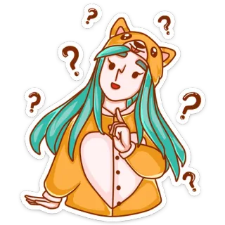 ☝️ question, dessin animé, fille, animé, mignon, confus telegram sticker