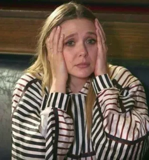 🧋 Elizabeth Olsen Elizabeth Olsen, actress, celebrity, portrait, worried, face telegram sticker