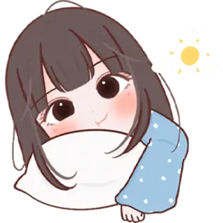 ☀ süß, Mädchen, Schlaf, Kissen, Anime telegram sticker