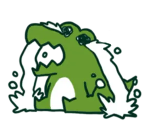 😭 rana, piangere, triste, verde, cartone animato, emozione telegram sticker