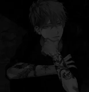 ⬛ 动漫, 纹身, 黑暗, Emo, 艺术, 男孩 telegram sticker