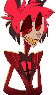😏 Alastor Hazbin Hotel Аластор, Hazbin Hotel, мультфильм, демон, красный, улыбающийся telegram sticker