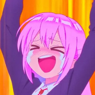 📎 Anime, weinen, pinke Haare, Tränen, emotional, Mädchen telegram sticker