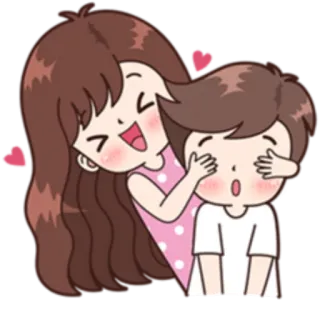 🙈 커플, 사랑, 만화, 하트, 귀여운 whatsapp sticker