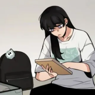 🐾 menina, anime, mangá, desenho, mochila, ilustração telegram sticker