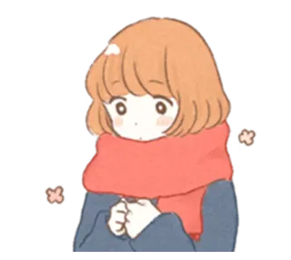 😚 dziewczyna, szalik, zima, słodkie, kawaii, anime telegram sticker