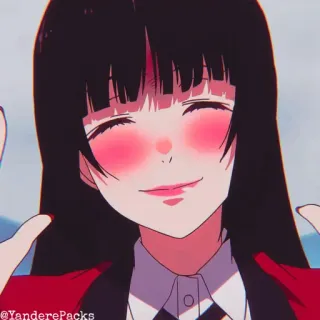 🥢 @YanderePacks anime, girl, red, black hair, smile, cute whatsapp sticker
