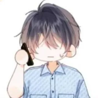 👌 Anime, Cartone animato, Ragazzo, Parlare, Telefono, Illustrazione telegram sticker
