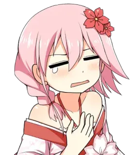 😥 Anime, Garota, Sakura, Chorando, Triste, Envergonhada, Chibi whatsapp sticker
