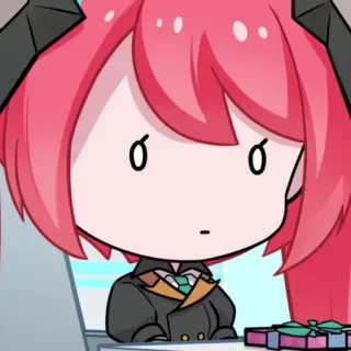 💖 アニメ, 漫画, カートゥーン, 悪魔, ちび, ピンク髪, オフィス whatsapp sticker