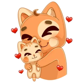 🤗 mèo, mèo con, tình yêu, trái tim, dễ thương, tình cảm, gia đình, hoạt hình telegram sticker