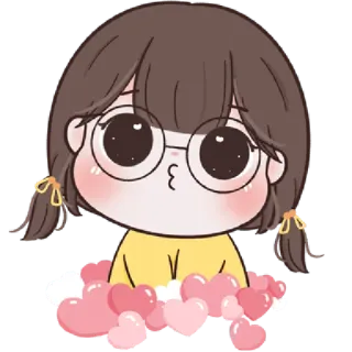 🥨 Cartoni animati, Cuori, Carino, Ragazza, Chibi, Kawaii, Amore telegram sticker