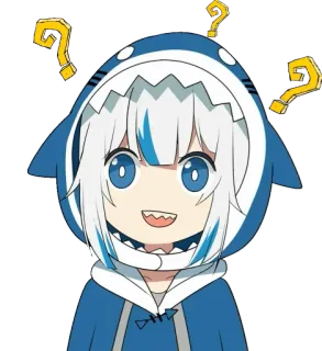 ❓ Gawr Gura anime, vtuber, shark, kawaii, cute telegram sticker