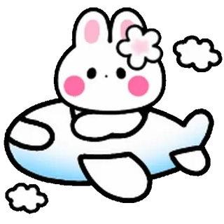⭐ 토끼, 비행기, 귀여운, 동물, 카와이 telegram sticker