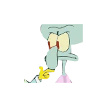 😁 Squidward Tentacles SpongeBob SquarePants Bob Esponja, Calamardo, dibujos animados, dedo corazón, gesto ofensivo telegram sticker