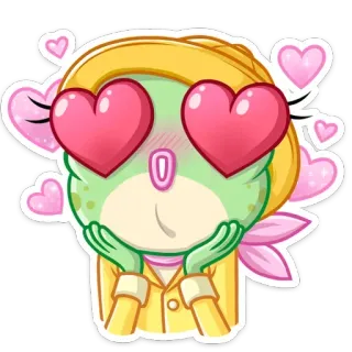 😍 frog, love, hearts, cartoon, cute telegram sticker