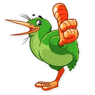 👍 pájaro, animal, dibujos animados, pulgar arriba whatsapp sticker